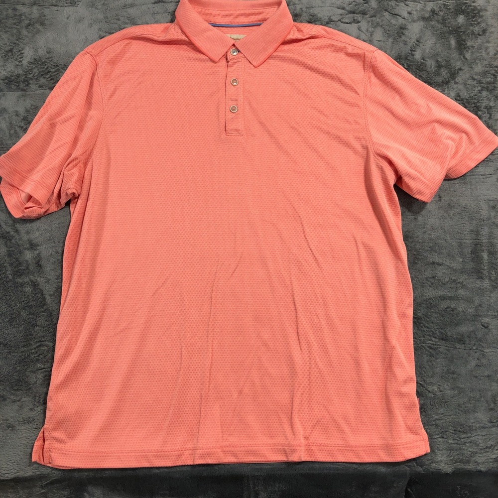 Tommy Bahama Polo Shirt Mens‎ XL Coral Pink Modal Blend
